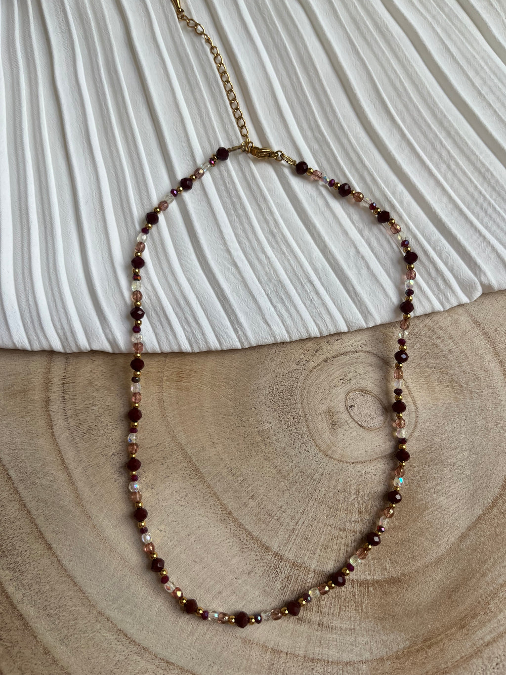 Collier Eliet - perles de verre et acier inoxydable