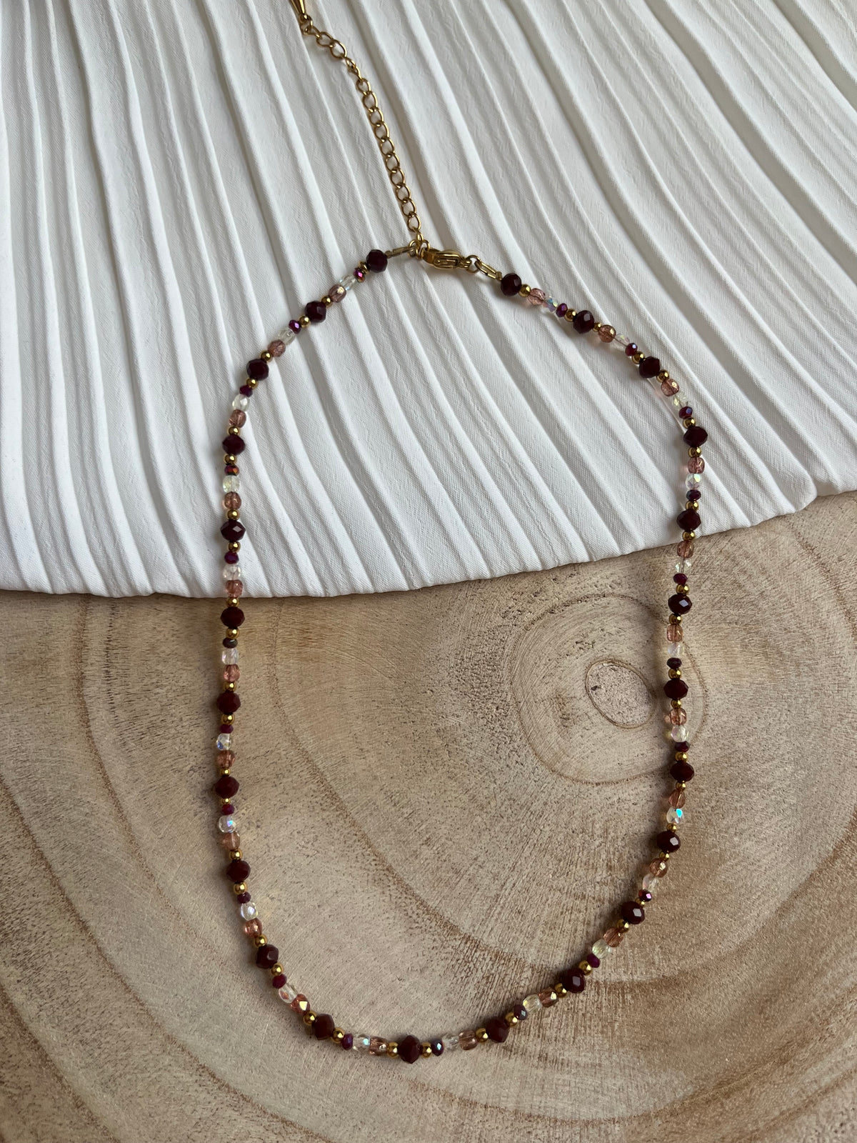 Collier Eliet - perles de verre et acier inoxydable