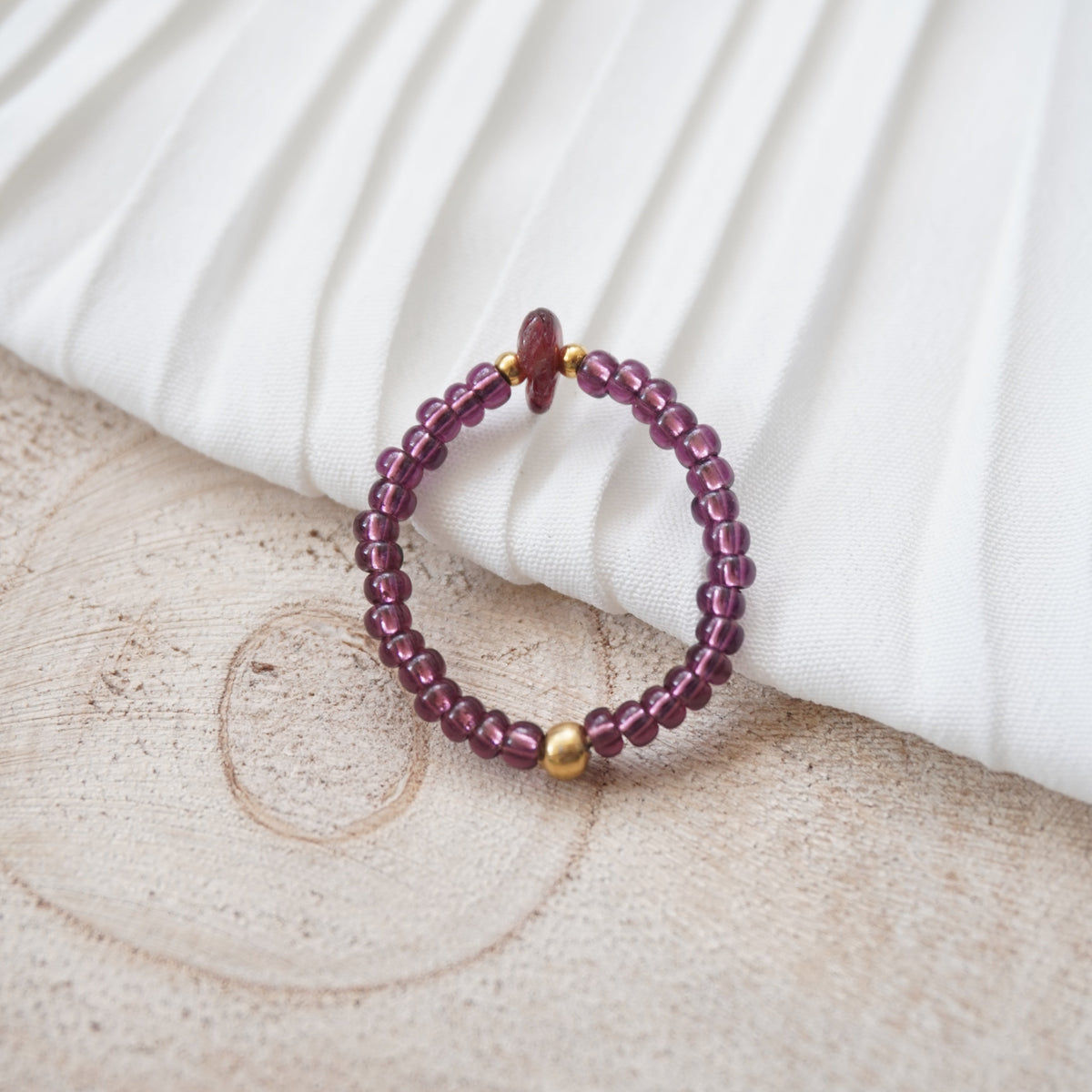 Bague Eliet pierres nautrelles et acier inoxydable, bague élastique minimaliste