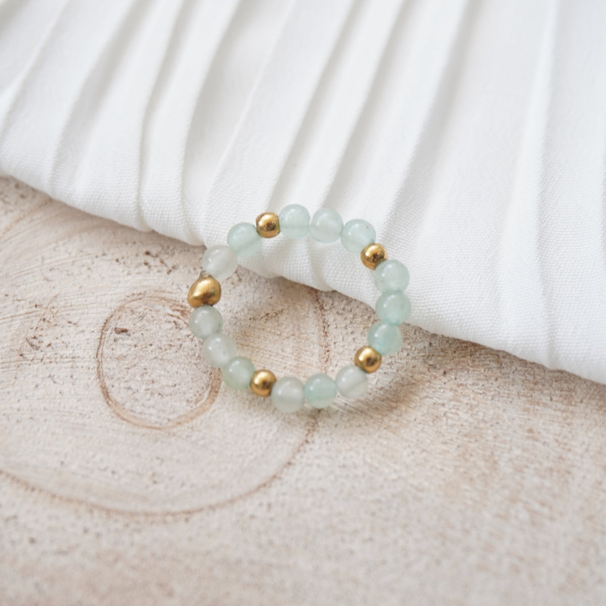 Bague Eliet pierres nautrelles et acier inoxydable, bague élastique minimaliste