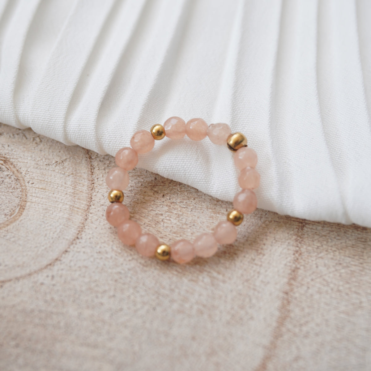 Bague Eliet pierres nautrelles et acier inoxydable, bague élastique minimaliste