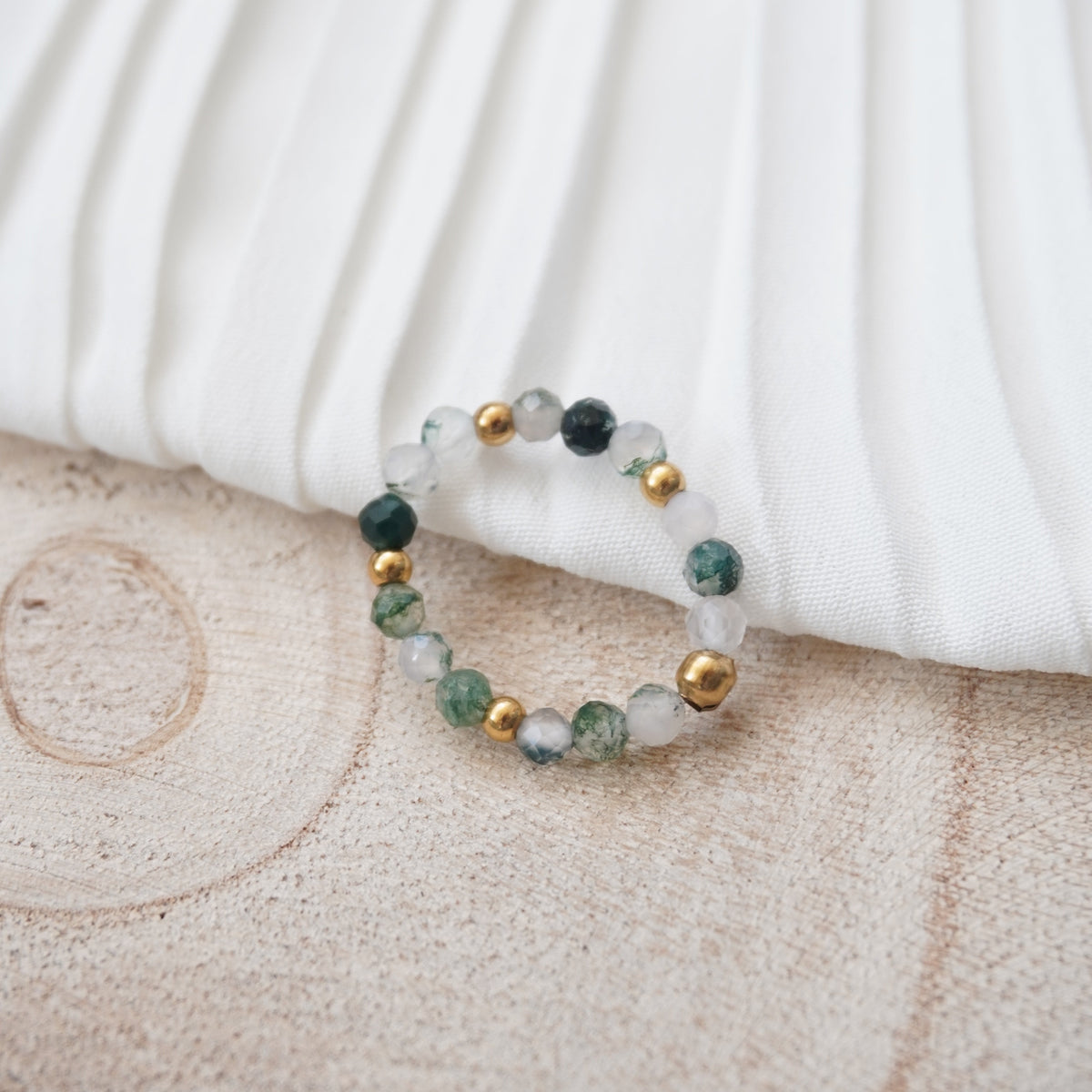 Bague Eliet pierres nautrelles et acier inoxydable, bague élastique minimaliste
