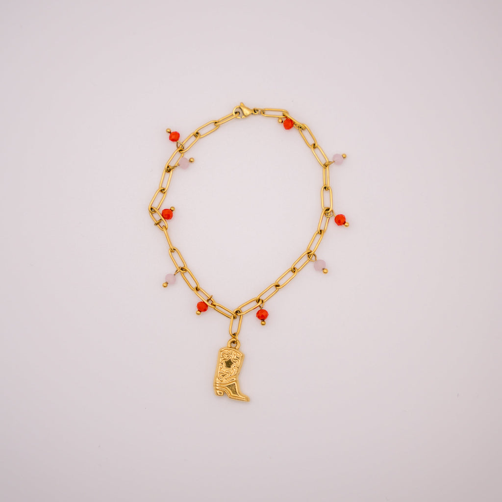 Bracelet de cheville Chaz acier inoxydable rouge