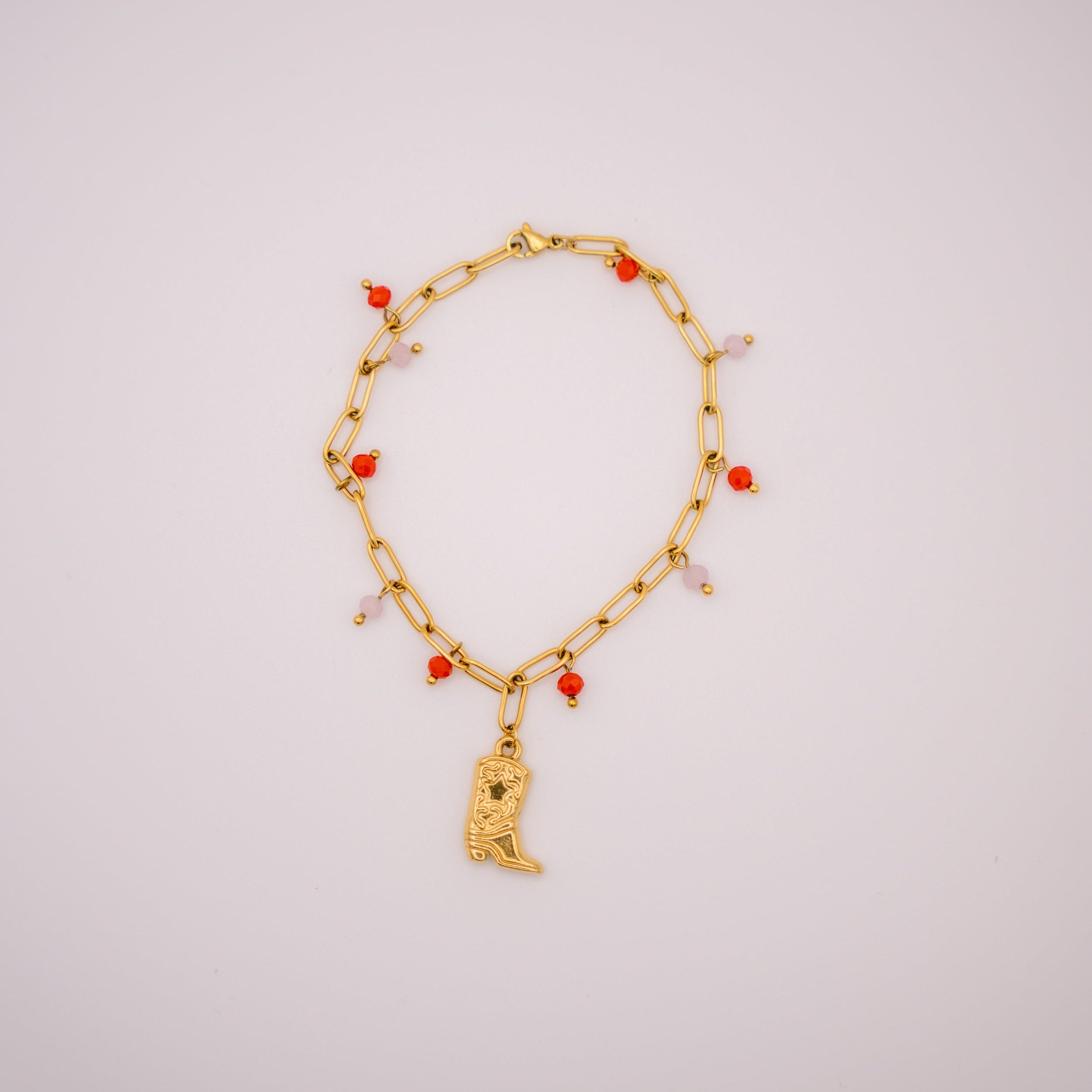 Bracelet de cheville Chaz acier inoxydable rouge