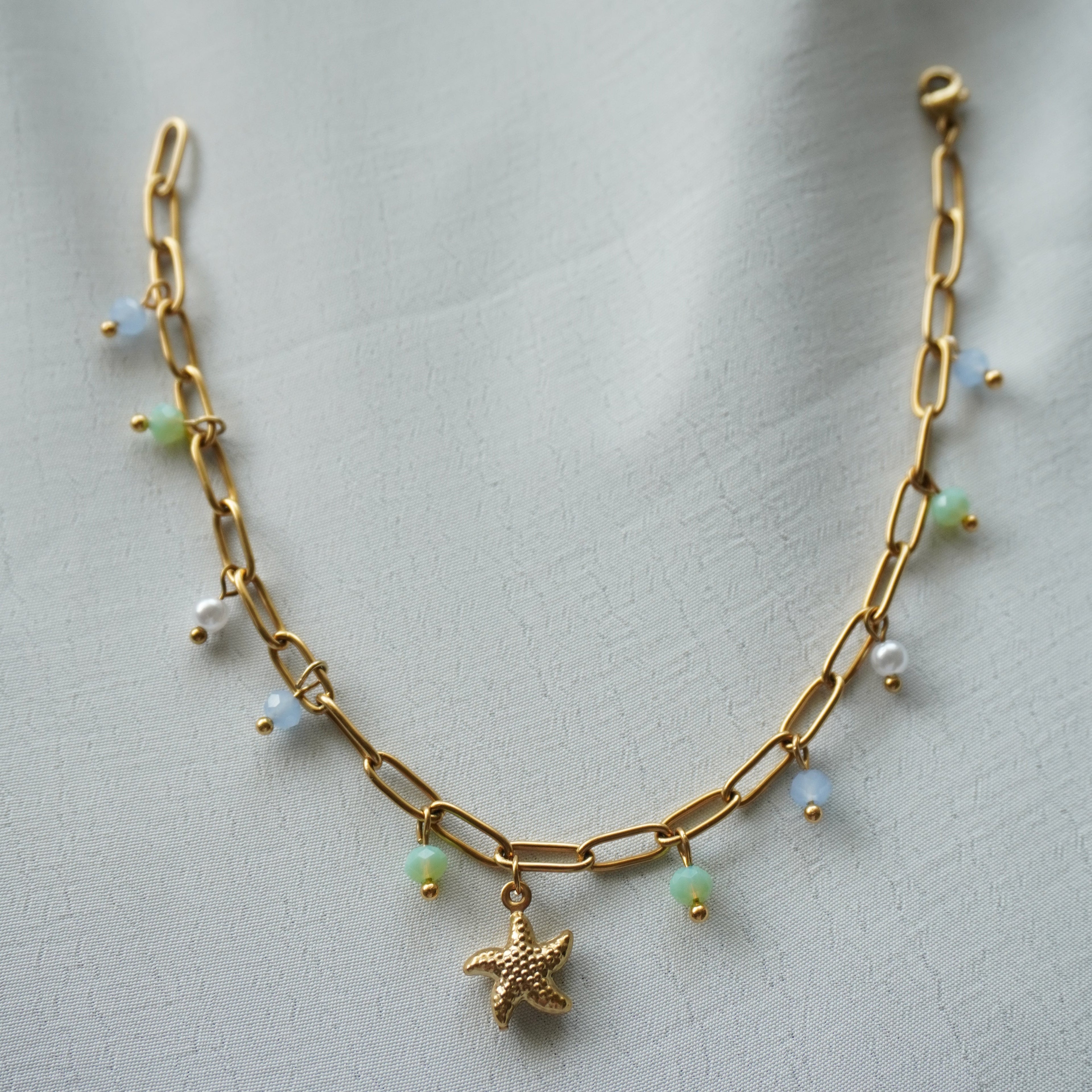 Bracelet de cheville Chaz en acier inoxydable et perles de verre pastel
