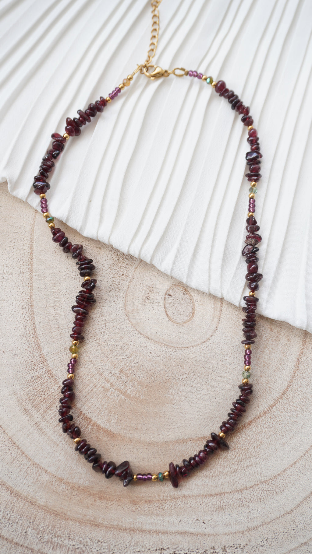 Collier Core pierres naturelles et acier inoxydable, collier femme automne, collier coloré