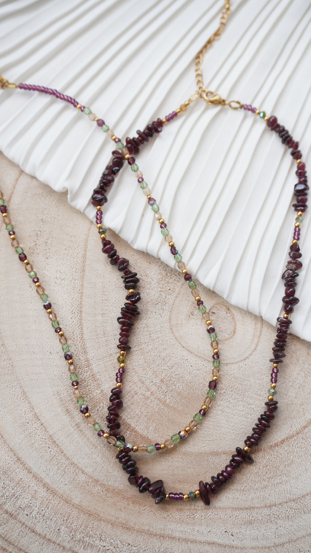 Collier Eliet - perles de verre et acier inoxydable