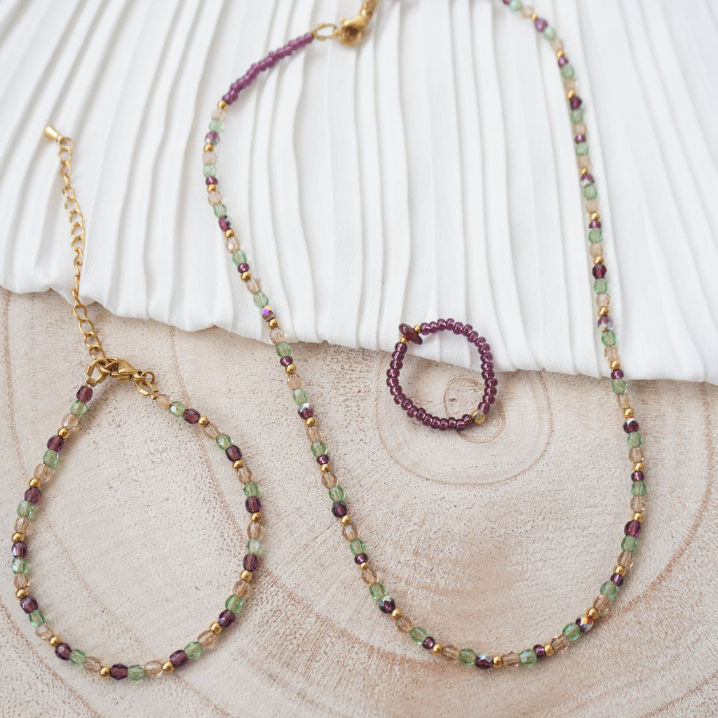 Bracelet Eliet - perles de verre et acier inoxydable